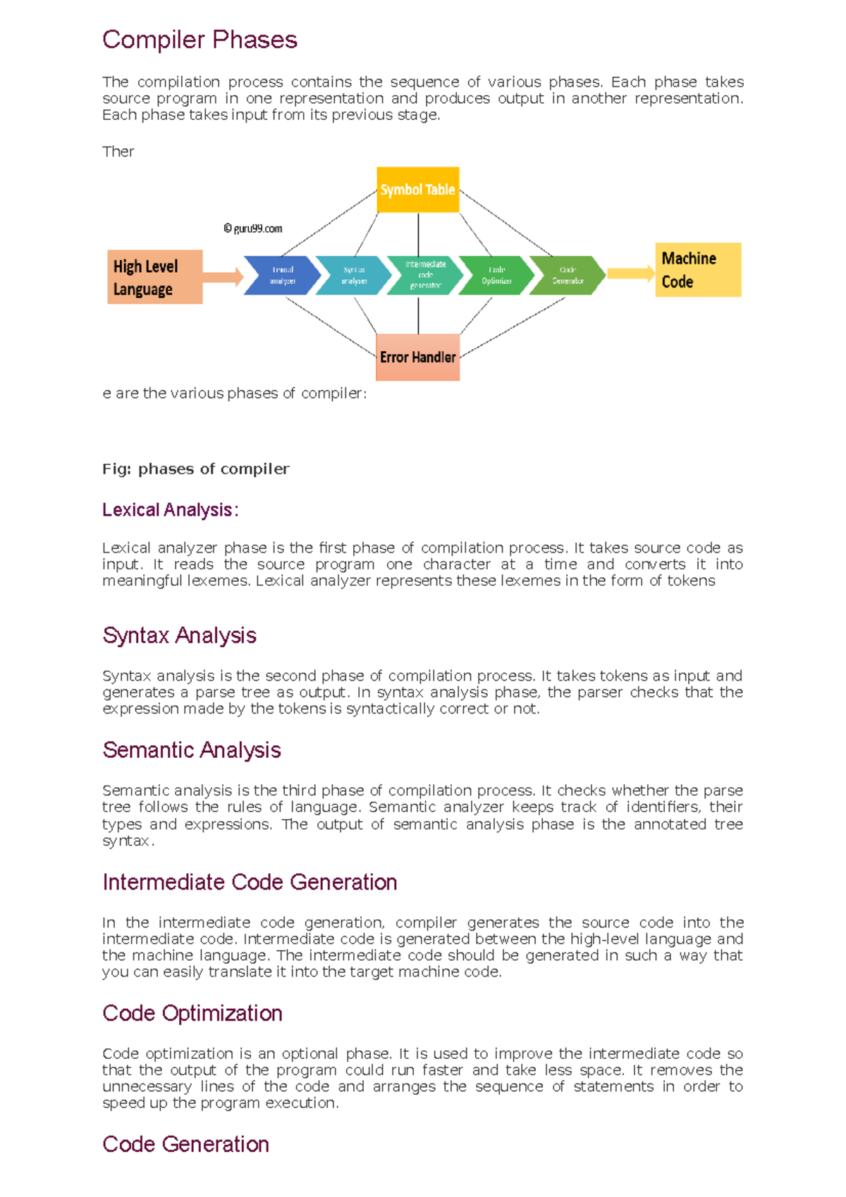 Compiler Phases - Lecture notes 10 - Compiler Phases The compilation ...