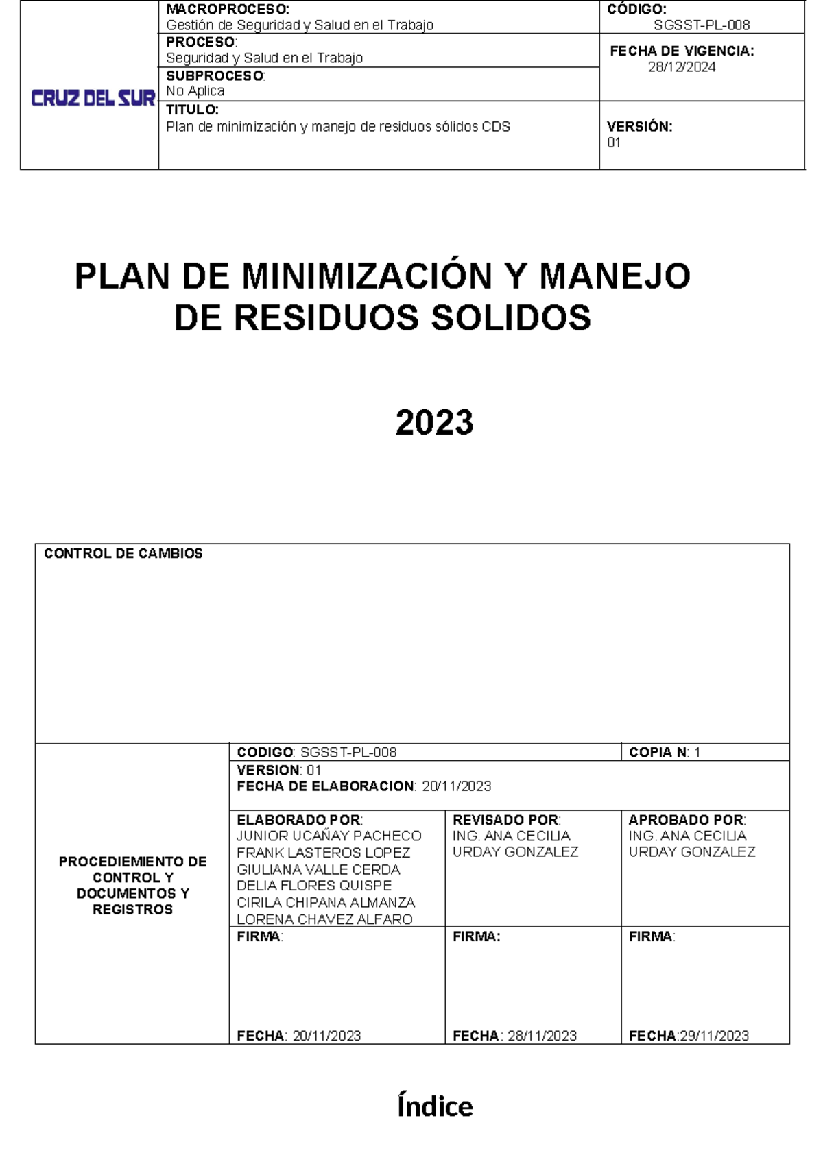 Plan De Minimización Y Manejo De Residuos Sólidos Cds Plan De