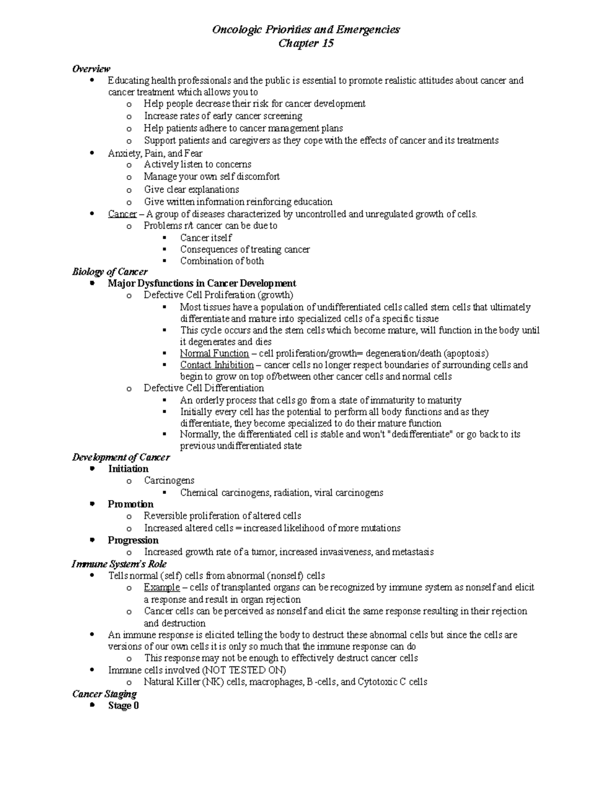 Oncology Emergencies Notes - Oncologic Priorities and Emergencies ...