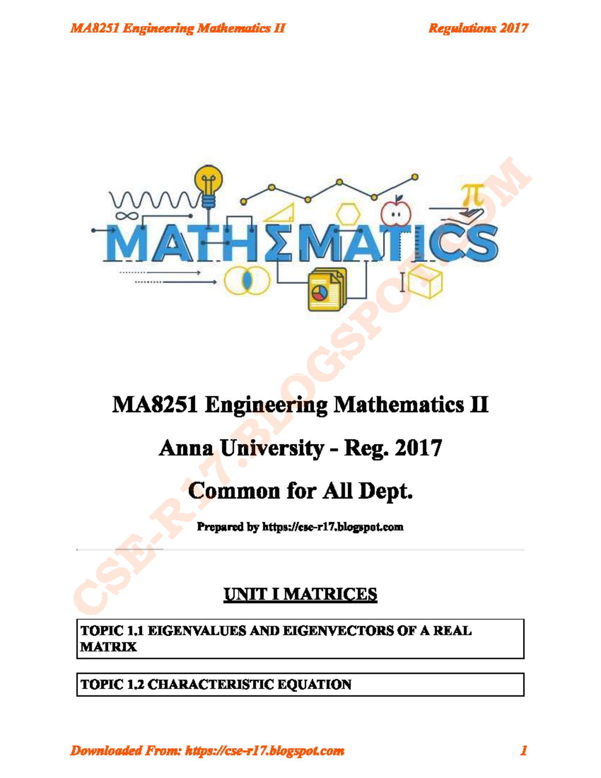 MA8251 Engineering Mathematics II MCQ PDF - Studocu