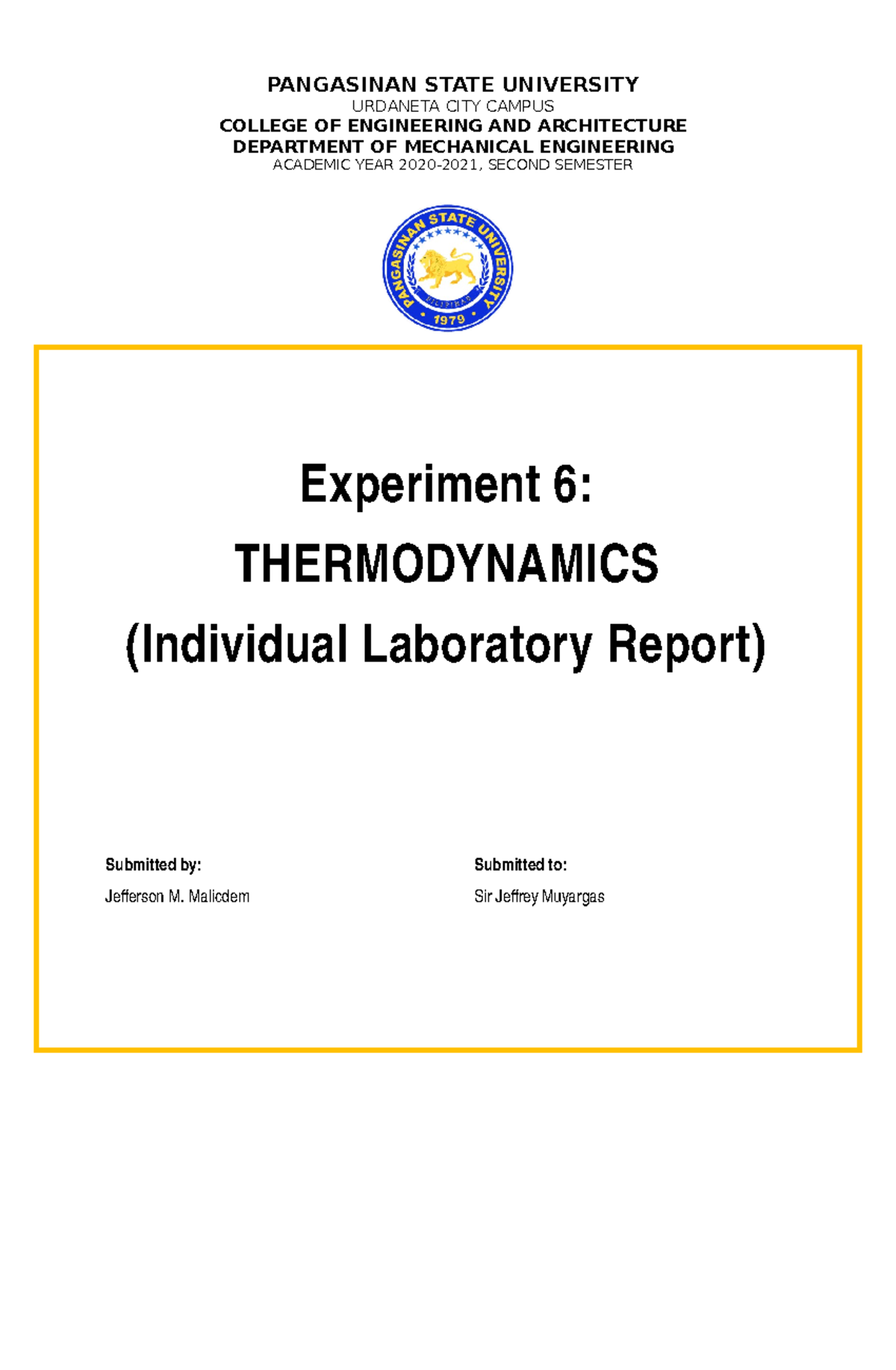 PHY1ME1C Laboratory Report 6 - Mechanical Engineering Project Study ...