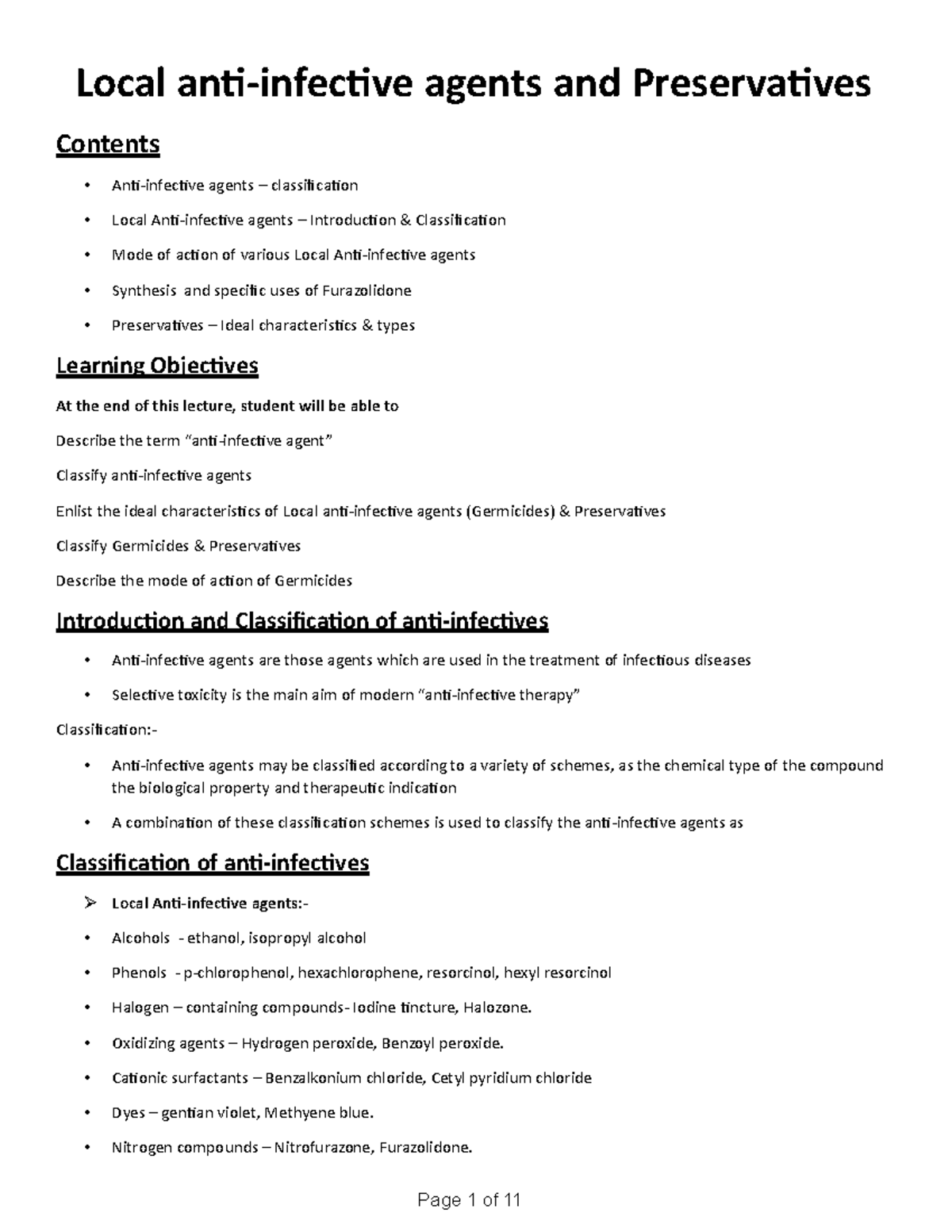 Chapter - 7 Anti-infectives - Page 1 Of 11 Local Anti-infective Agents ...