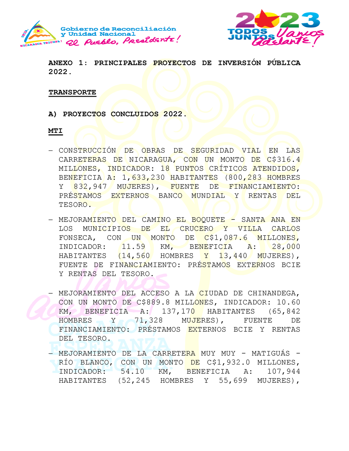 Ppales Pys PIP 2022 - Leer - ANEXO 1: PRINCIPALES PROYECTOS DE INVERSI ...