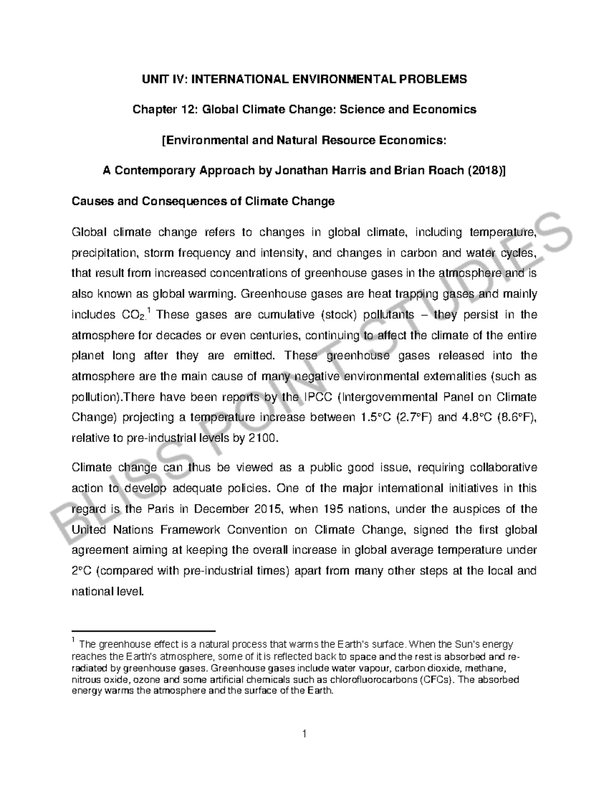 Unit IV Chapter 12 Notes - UNIT IV: INTERNATIONAL ENVIRONMENTAL ...