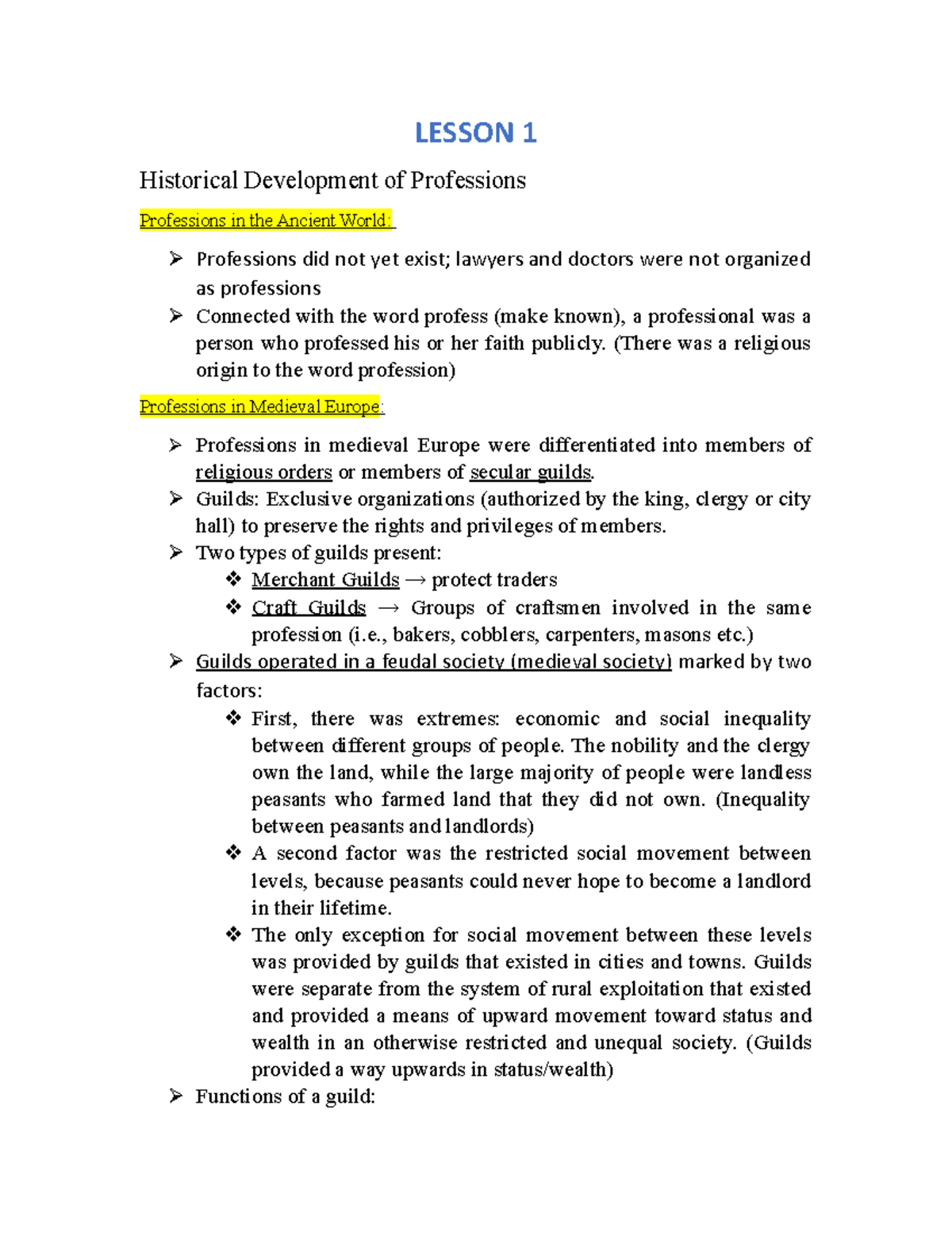 Lesson 1 - Study Guide - aaaa - LESSON 1 ####### Historical Development ...