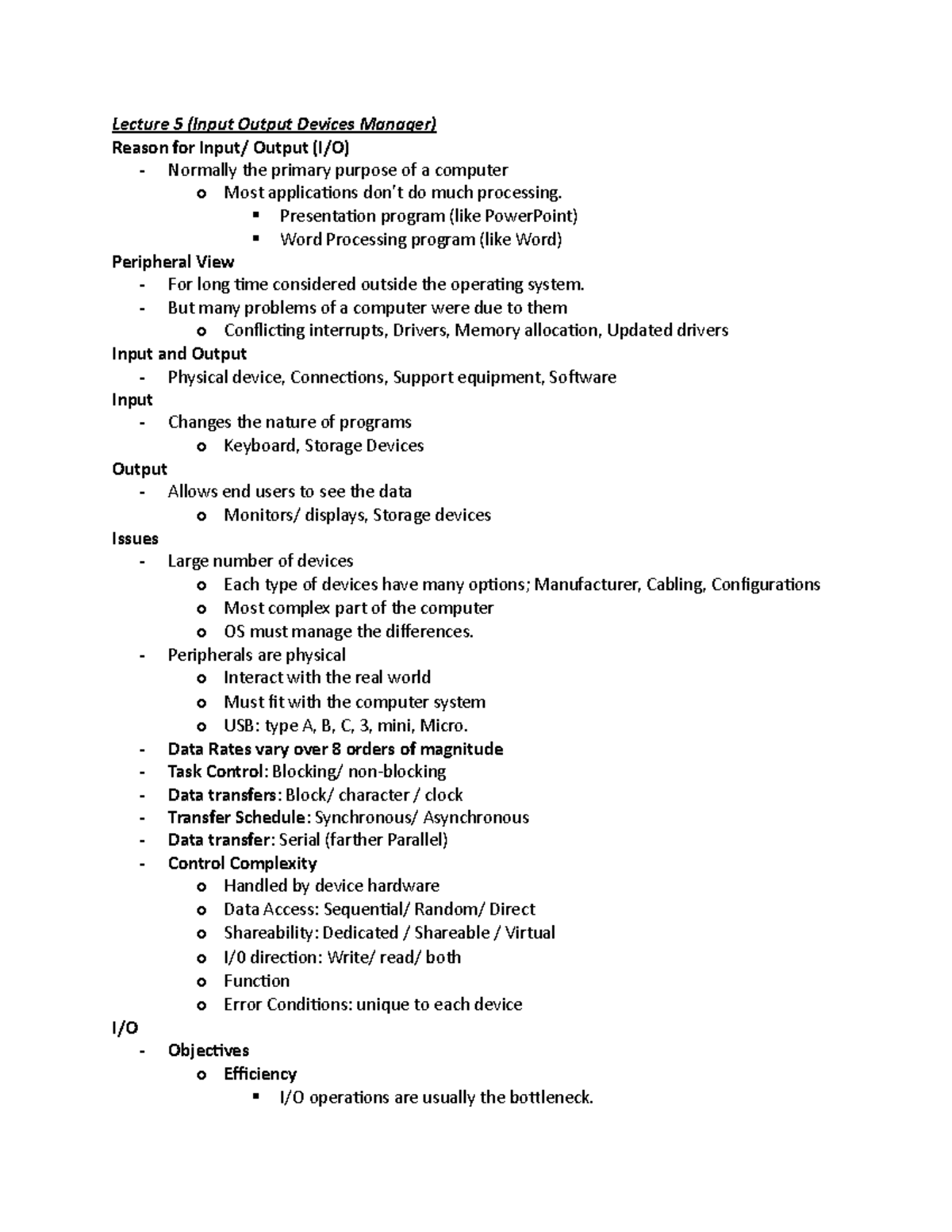Information technology 342 Exam 2 Notes - Lecture 5 (Input Output ...