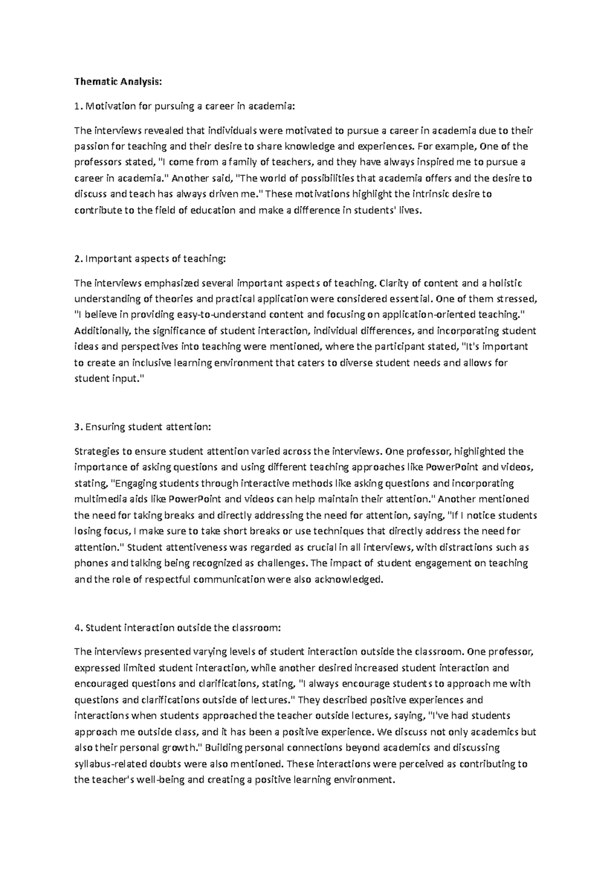 Example of Thematic Analysis - Thematic Analysis: Motivation for ...