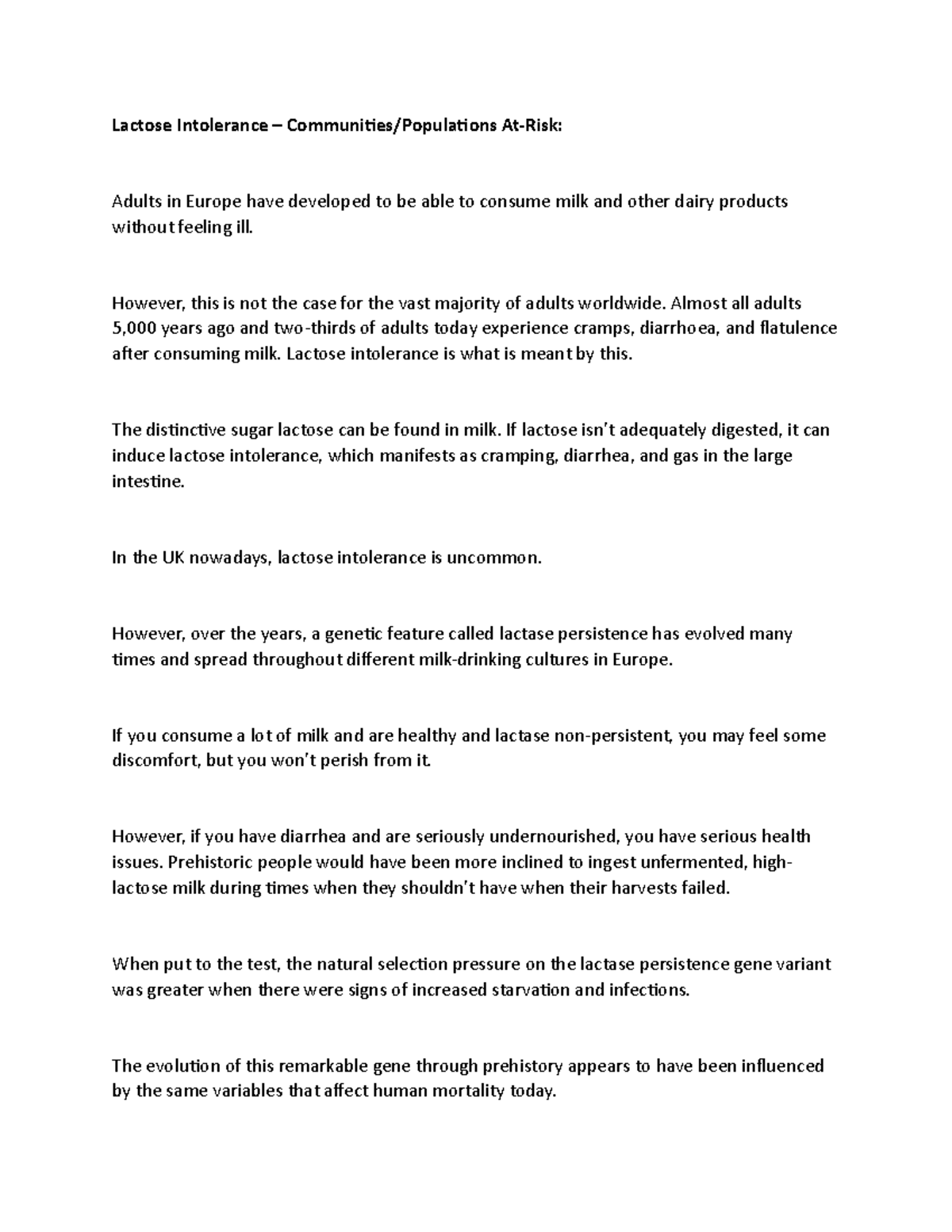 Lactose Intolerance Communities AtRisk Lactose Intolerance