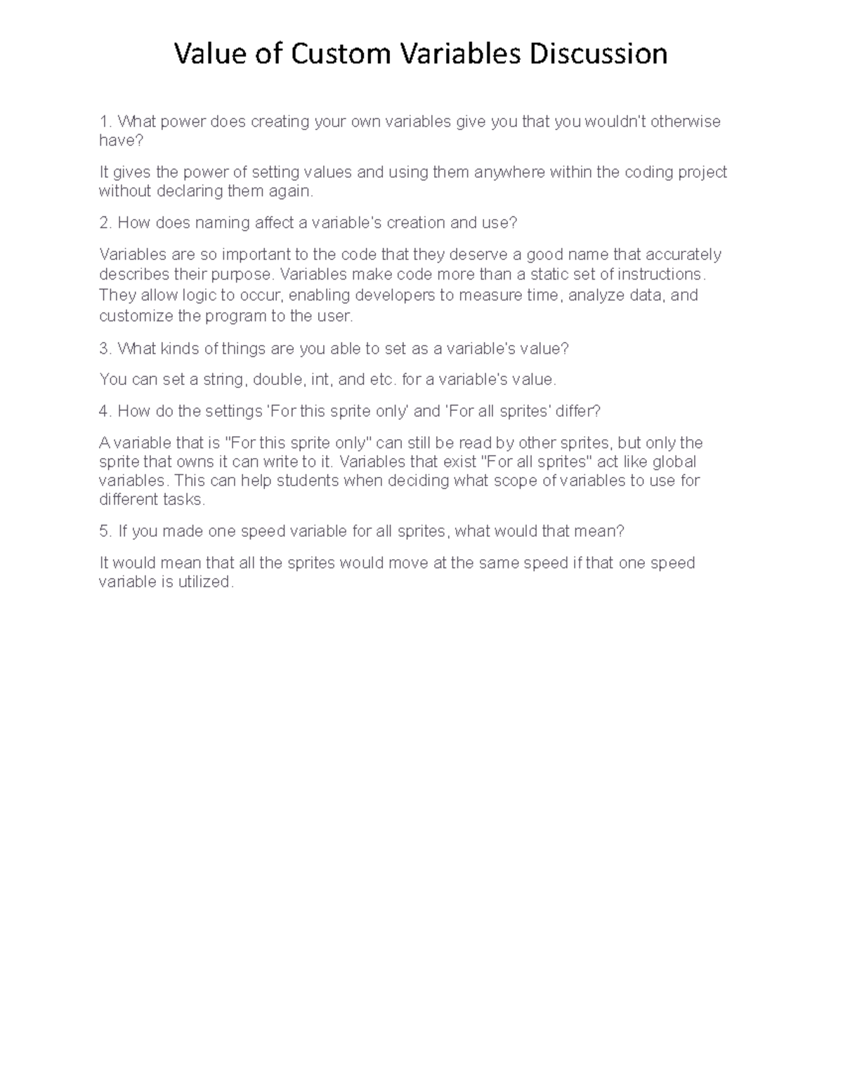 1.9 (3) Variable Value Discussion - Value of Custom Variables ...