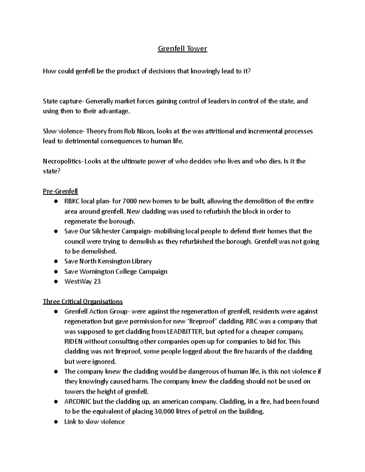 Grenfell Tower - Lecture notes 5 - Grenfell Tower How could genfell be ...