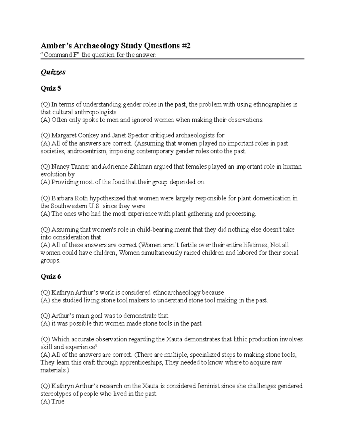 Archaeology Question Guide 2 Original Copy Amber’s Archaeology