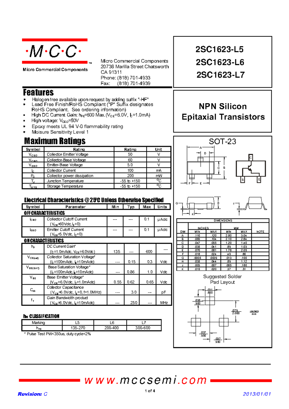 2SC1623(L6)(SOT-23)-276330 - ####### NPN Silicon ####### Epitaxial ...