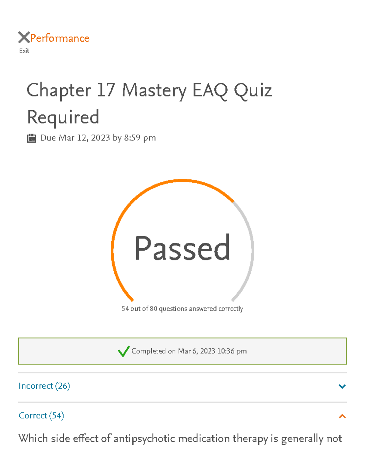 Chap 17 Mastery EAQ psych Exit Performance Chapter 17 Mastery EAQ