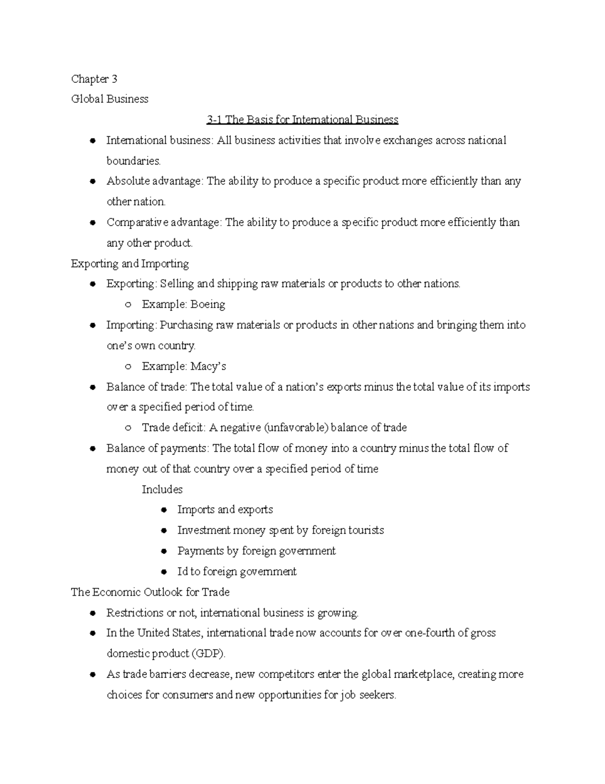 chapter 03 assignment global business quizlet