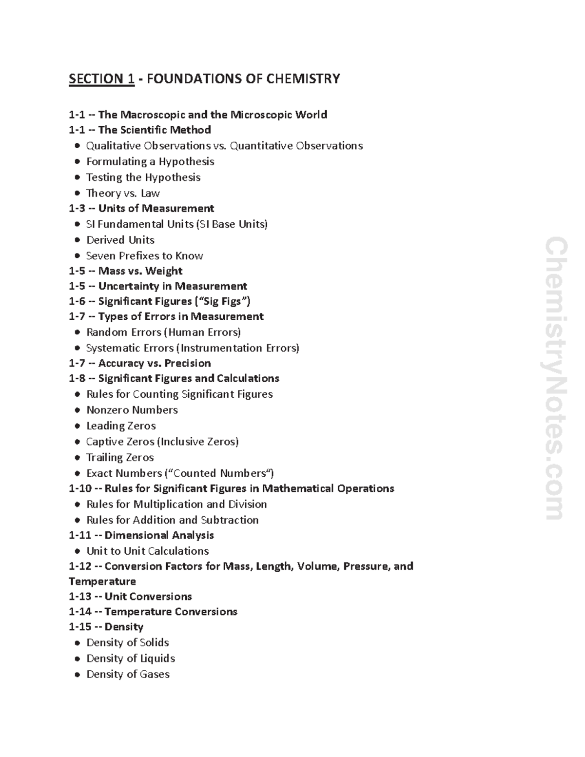 Section 1 foundations of chemistry - SECTION 1 - FOUNDATIONS OF ...