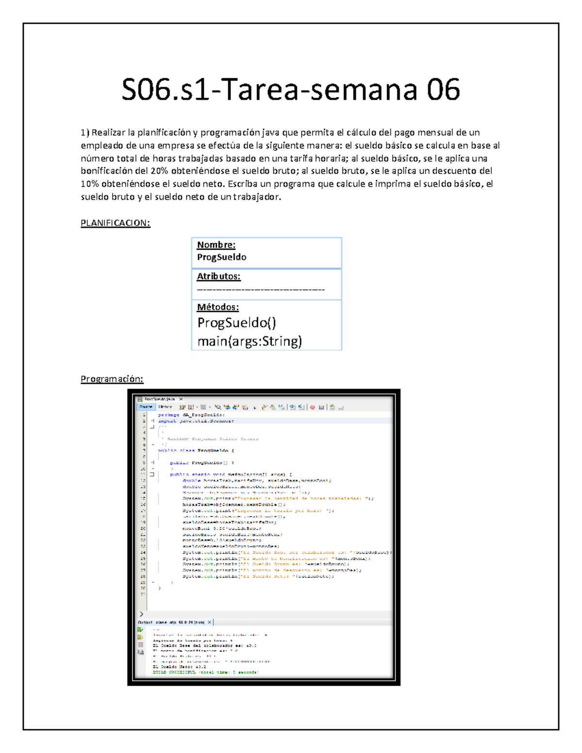 Taller JAVA reto 06 - S06-Tarea-semana 06 Realizar la planificación y ...