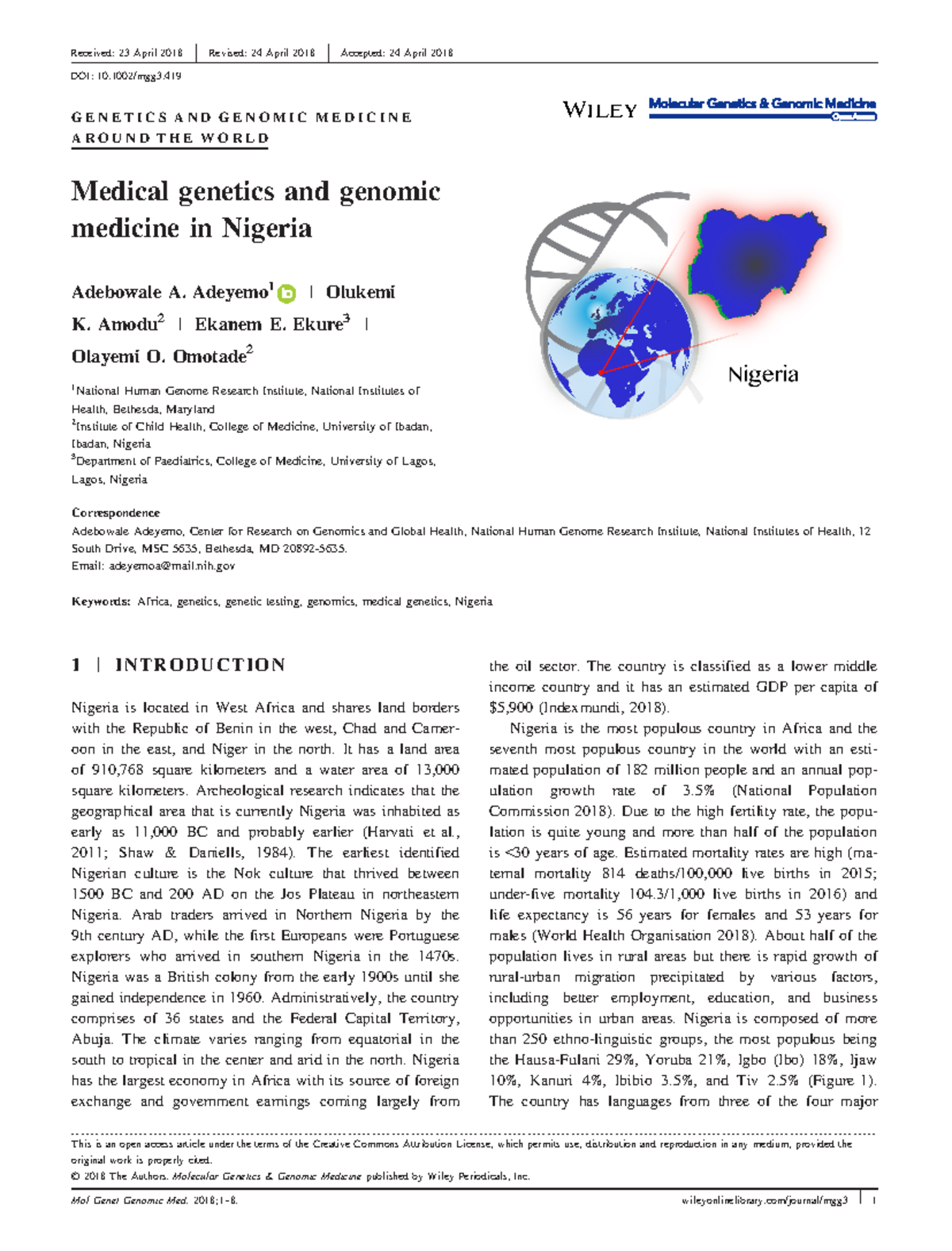 Medical Genetics and Genomic Medicine in Nigeria - ####### G E N E T I ...