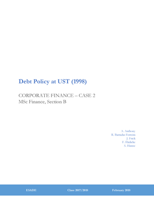 debt policy at ust inc case solution