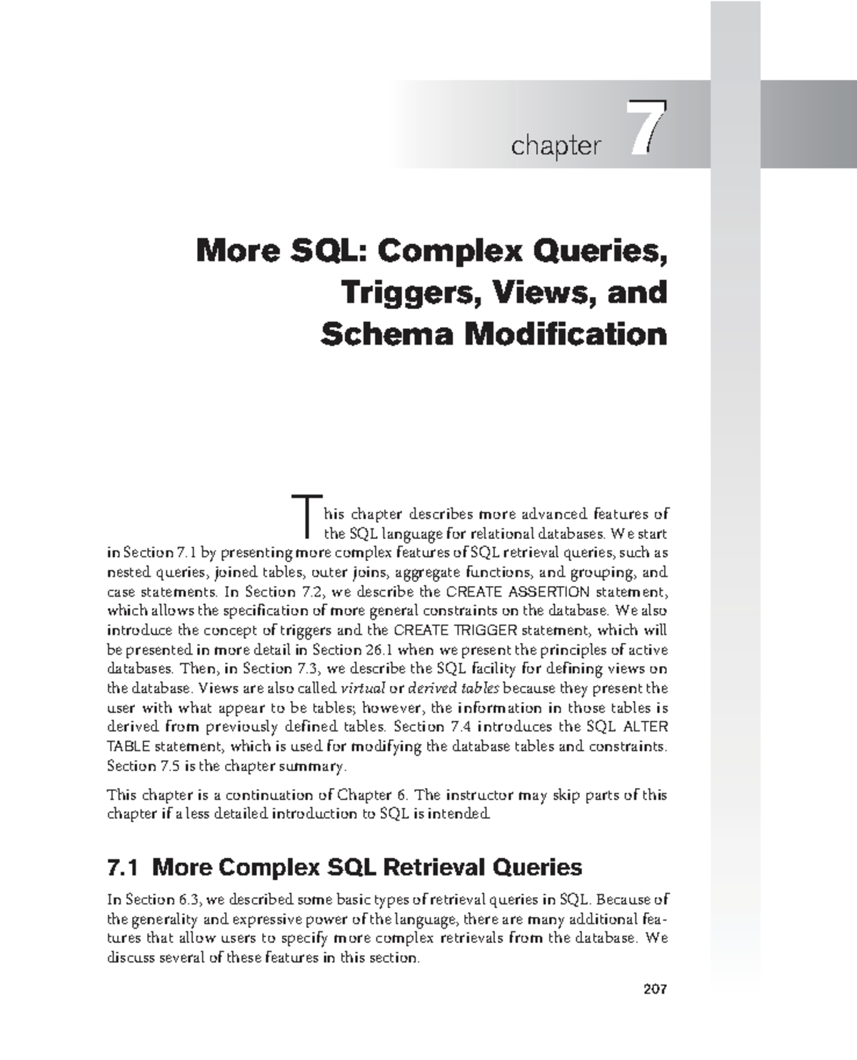 Fundamentals of Database Systems-Chapter 7 - 207 7 More SQL: Complex ...