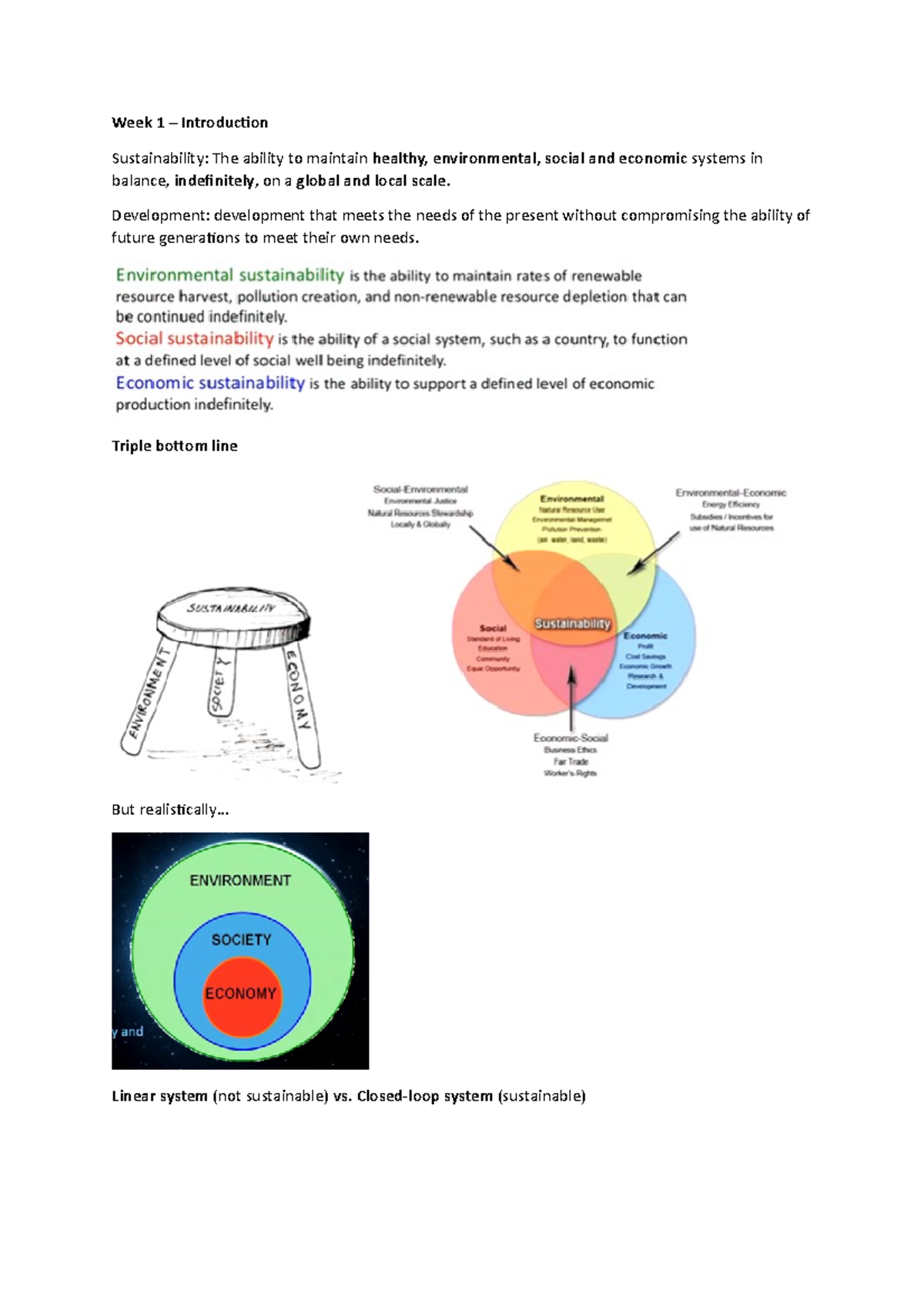 Week 1 - Introduction To Sustainability - Week 1 – Introduction ...