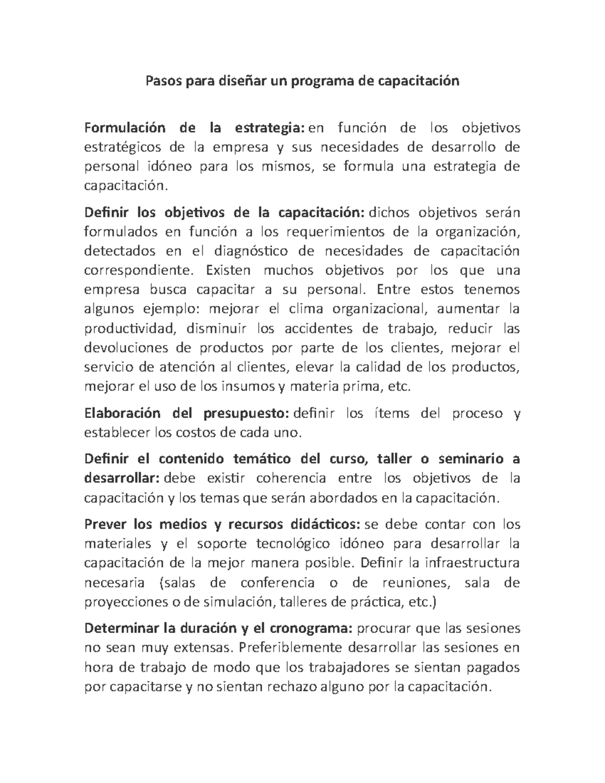 Pasos para diseñar un programa de capacitación - Pasos para diseñar un ...