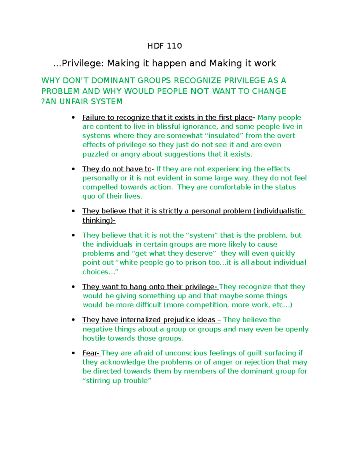 Making privilege happen 2-1 - HDF 110 ... Privilege: Making it happen ...