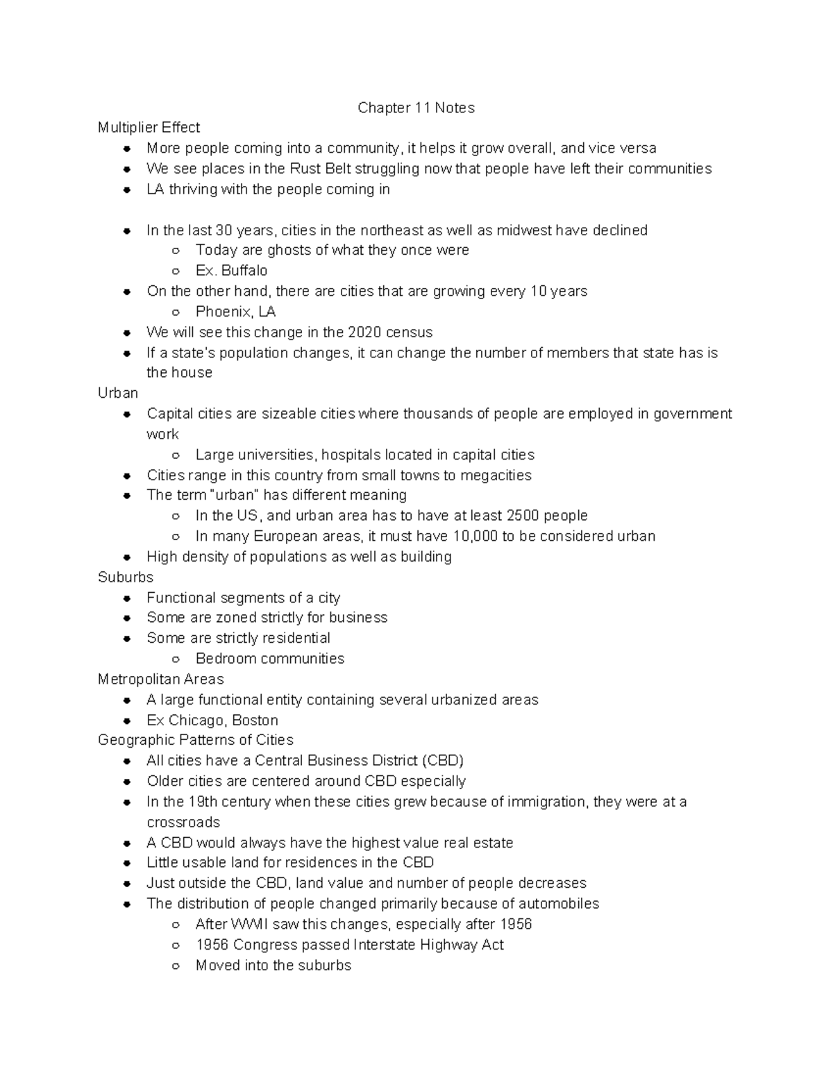 CH 11 Notes - Chapter 11 Notes Multiplier Effect More people coming ...