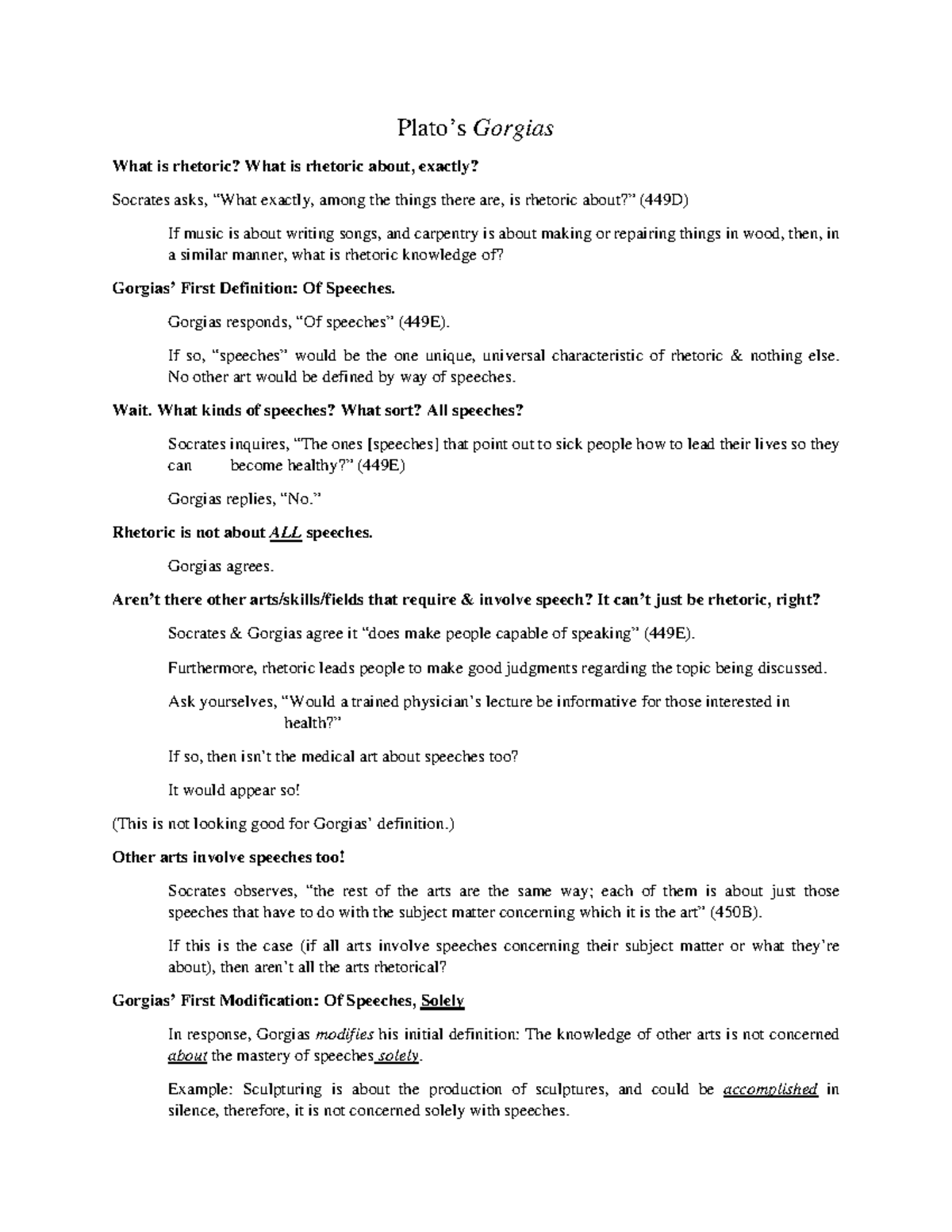 notes 2016 Plato’s What is rhetoric? What is rhetoric