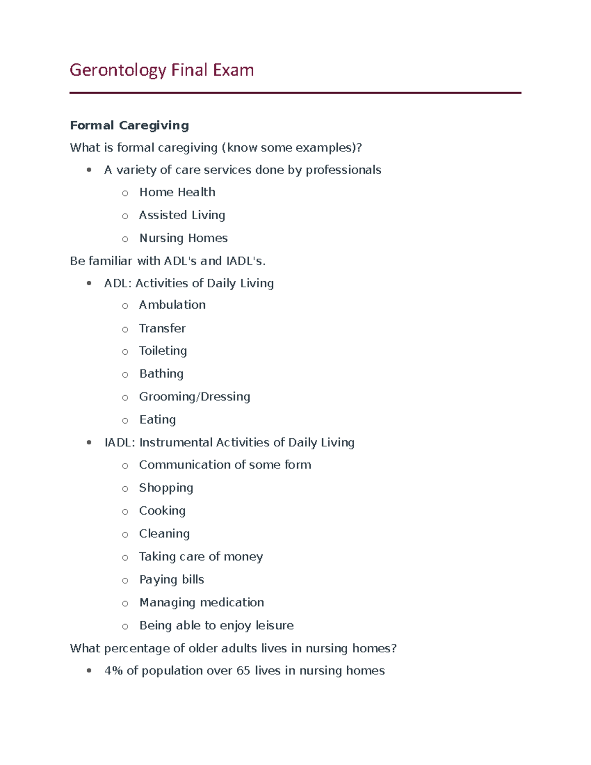 Aging multiple choice questions image