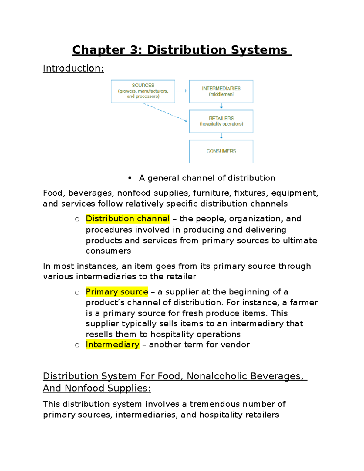 Chapter 3 CULA 338 Notes - Chapter 3: Distribution Systems Introduction ...