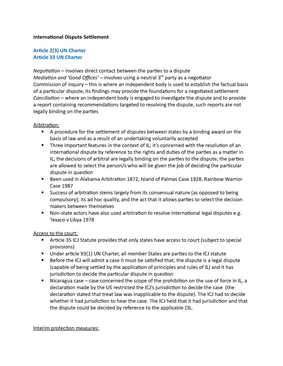 Dispute Settlement Essay International Dispute Settlement Article 23 Un Charter Article 33