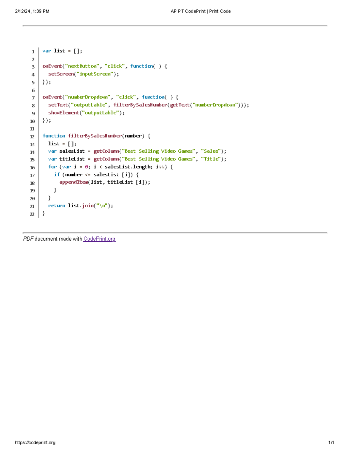 AP PT Code Print Print Code - 2/12/24, 1:39 PM AP PT CodePrint | Print ...