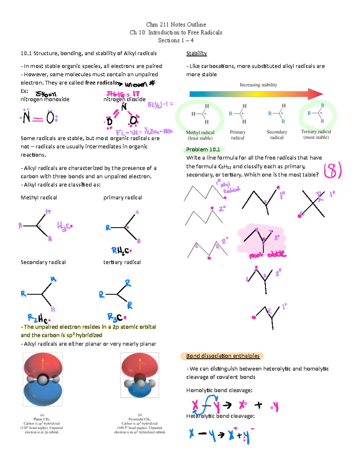 CHM 211 Chapter Notes Outline - Chm 211 Notes Outline Ch 10 ...