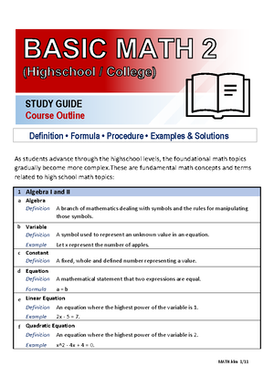 Study Guide MATH - General Info - ####### 1 People can use Mathematics ...