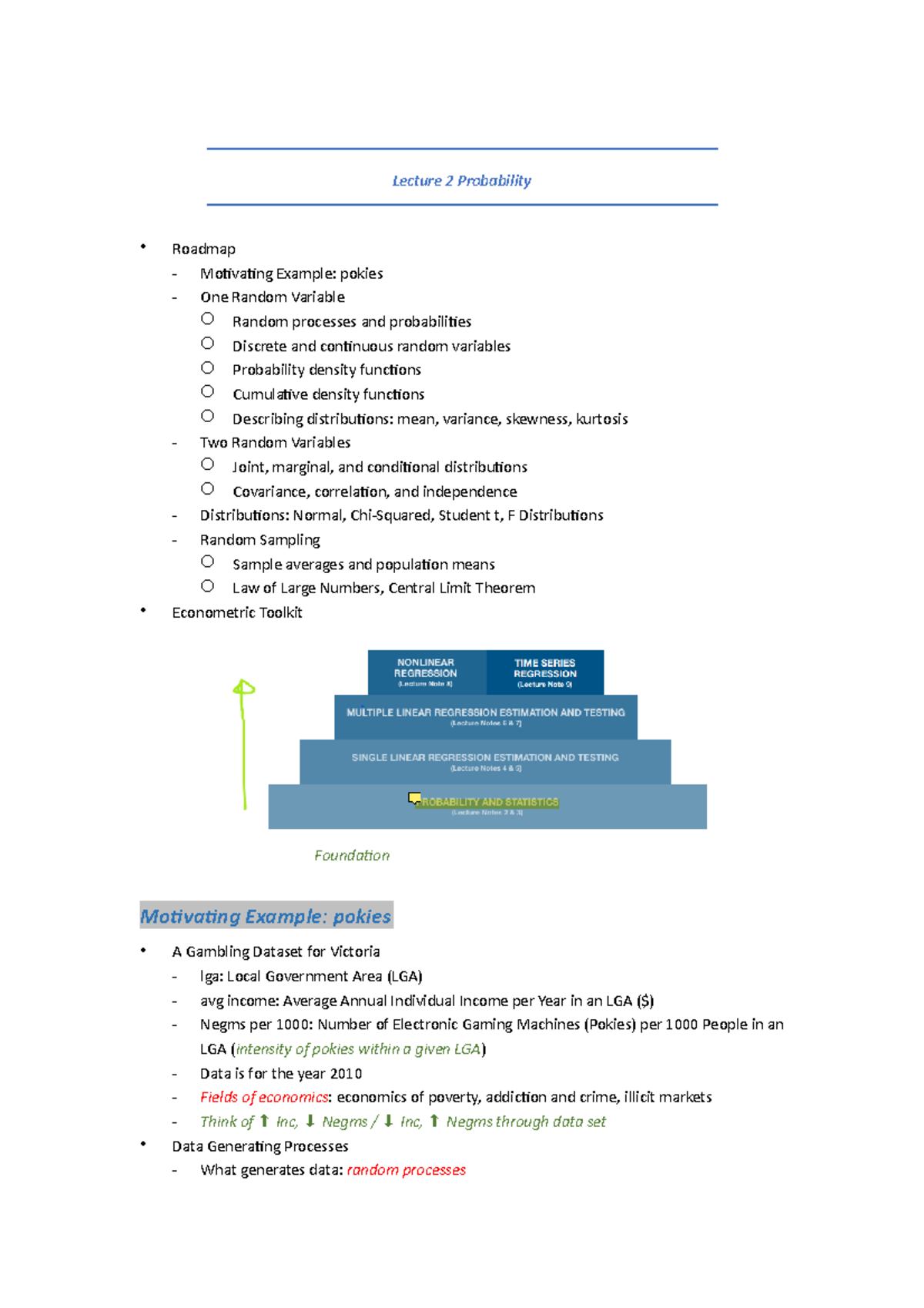 Lec2 Probability - The Good Lecture Note Of Econometric 1 Lecture 2 ...