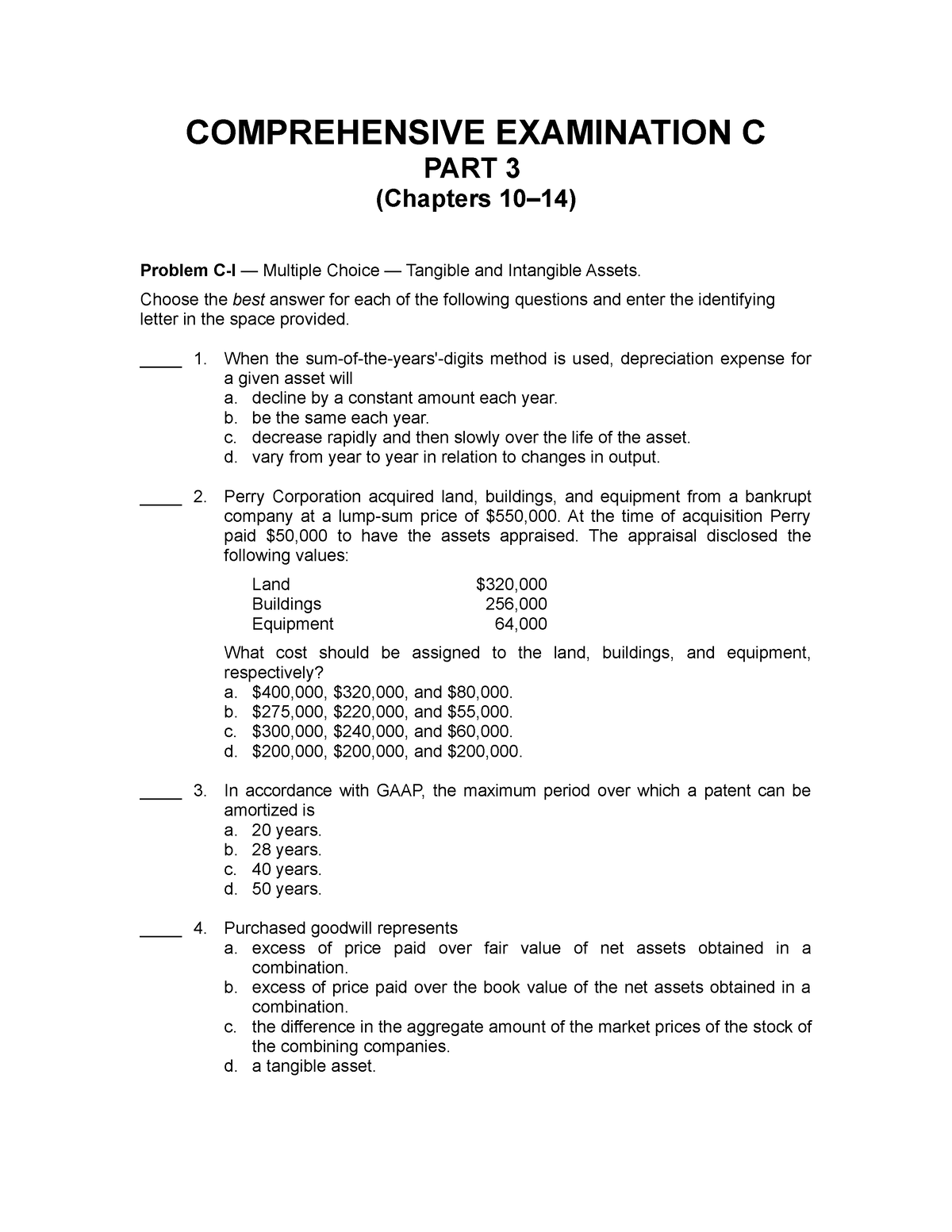 Comprehensiveexam C - Lecture Notes - COMPREHENSIVE EXAMINATION C PART ...