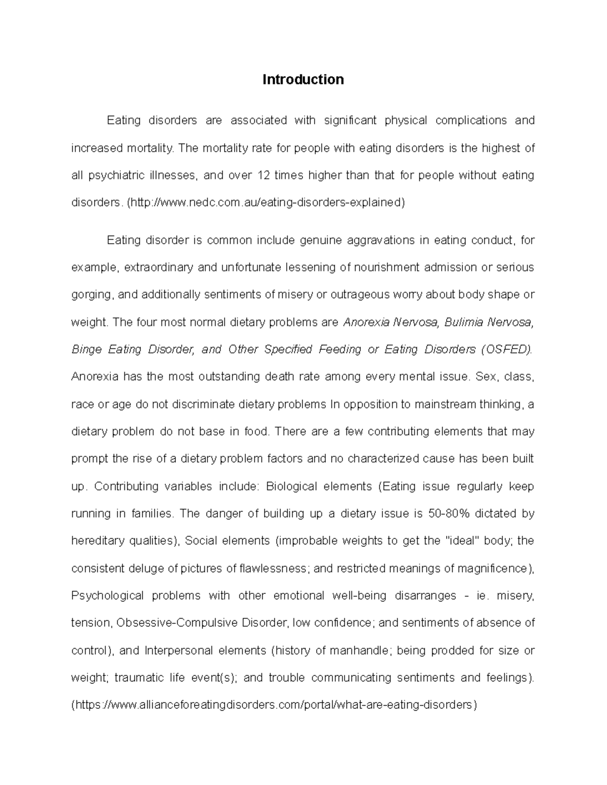 Eating Disorders - Introduction Eating disorders are associated with ...