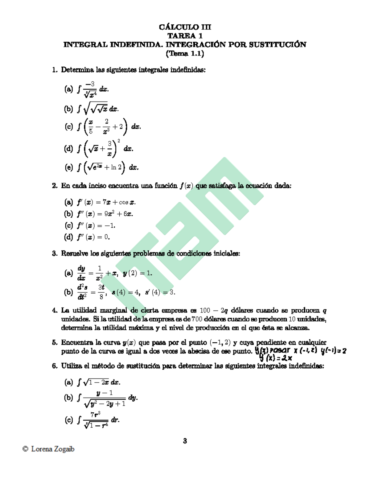 Cuaderno De Ejercicios Cálculo III Primer Parcial - ( ) 3 ####### 2 (1 ...