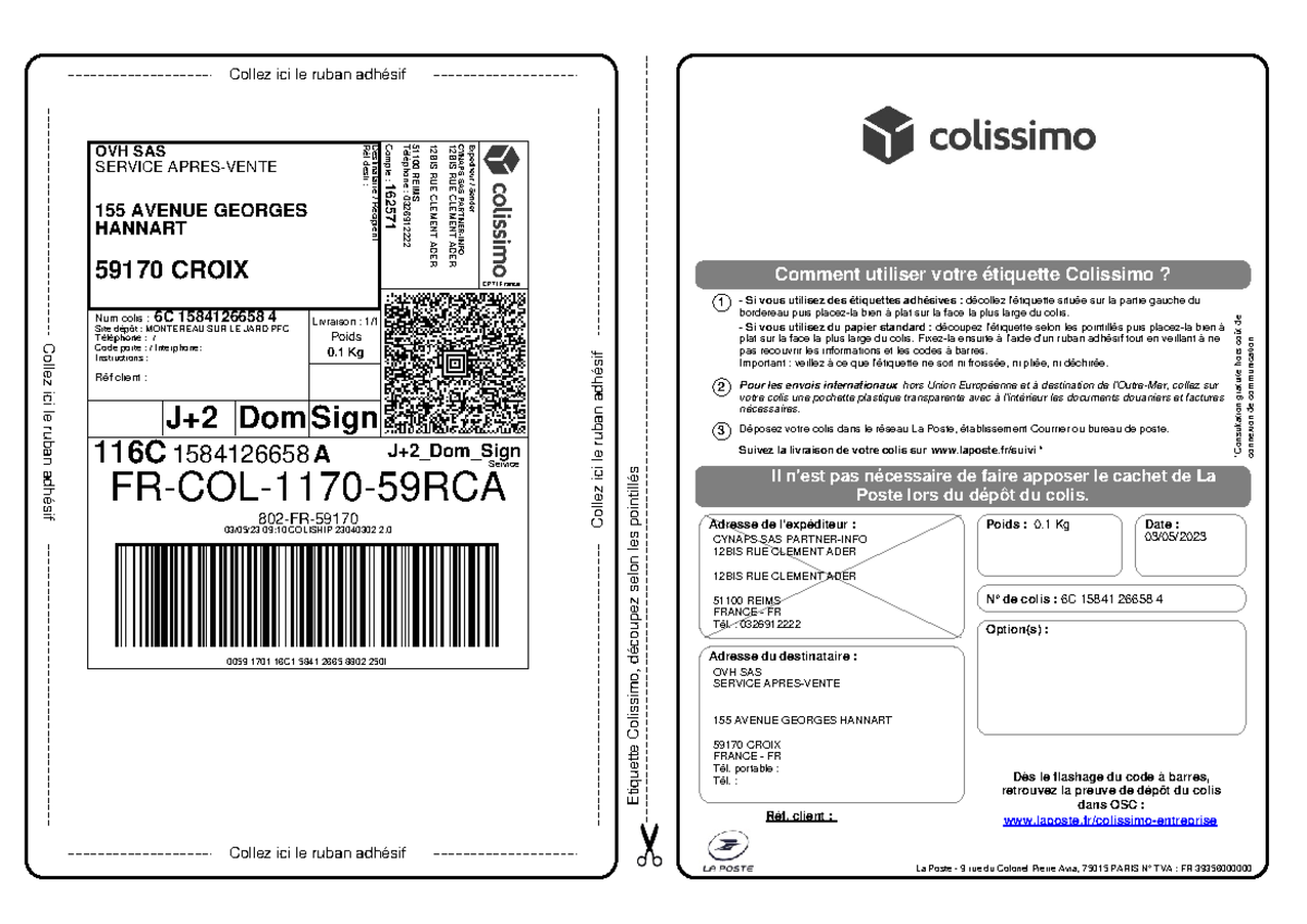 Colissimo 03-05-2023 - fdfs - Destinataire / Recipient Expéditeur ...