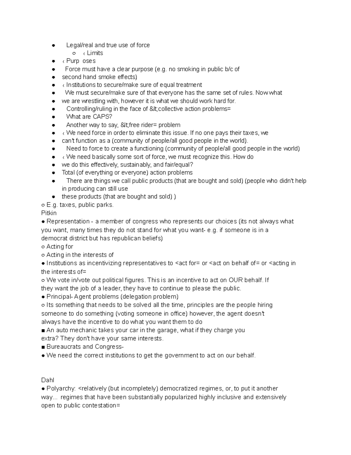 History Notes 103 - Legal/real and true use of force Limits Purp oses ...