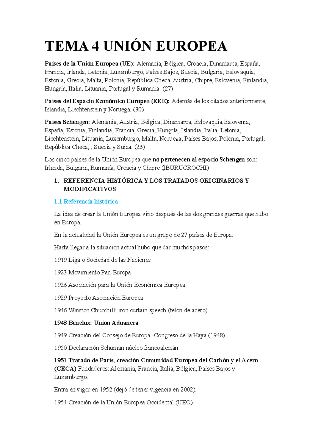 TEMA 4 Unión Europea - TEMA 4 UNIÓN EUROPEA Países de la Unión Europea ...