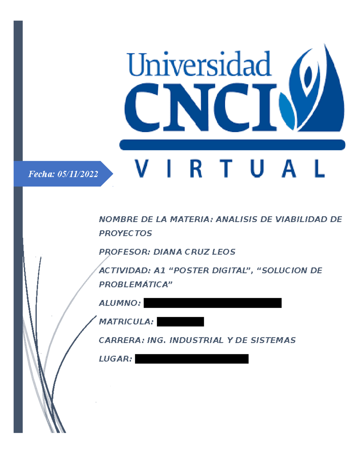 Actividad 1 Analisis Y Viabilidad DE Proyectos - Fecha: 05/11/ NOMBRE ...