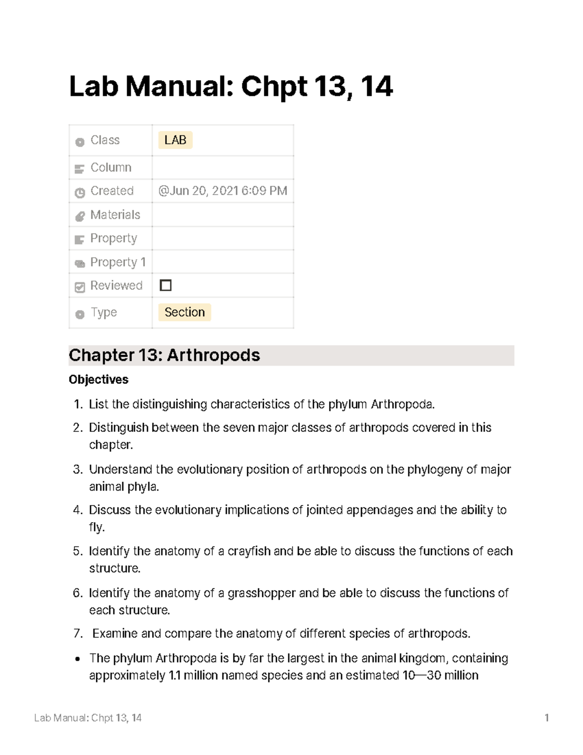 Lab Manual Chpt 13 14 Exploring Zoology a Laboratory Guide Lab