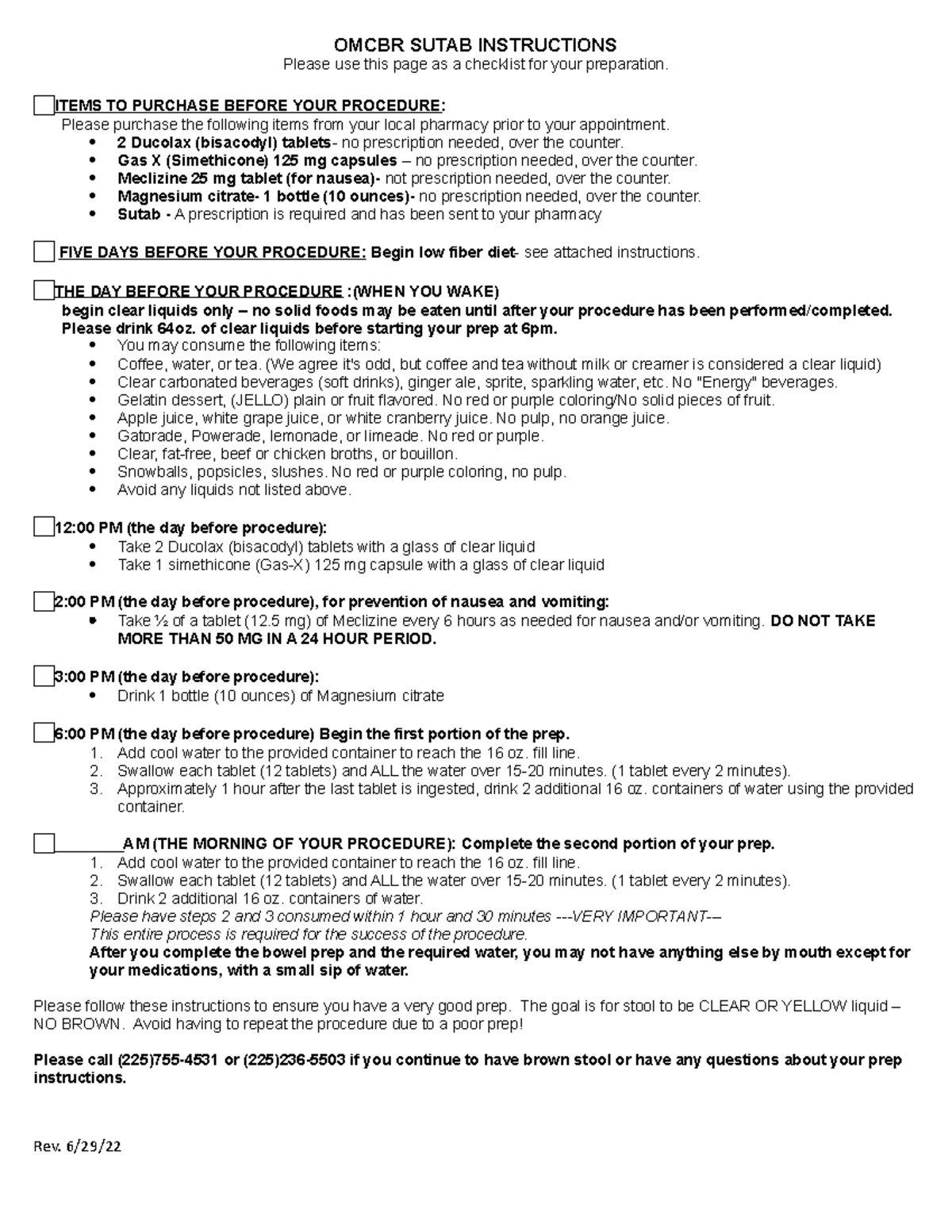 Sutab - OMCBR SUTAB INSTRUCTIONS Please use this page as a checklist