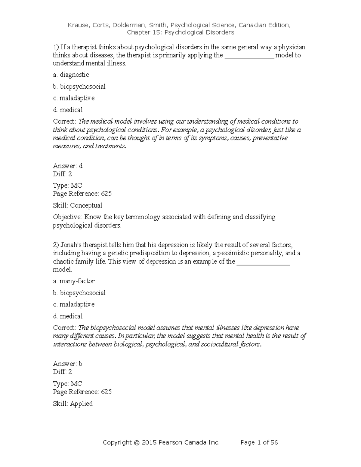 Chapter 15 Main Bank Multiple Choice Questions Final-TIF - Krause ...