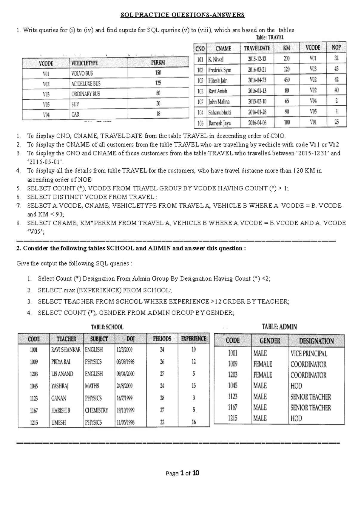 Class XII SQL Queries - fdsfdsfsdafsa - SQL PRACTICE QUESTIONS-ANSWERS ...