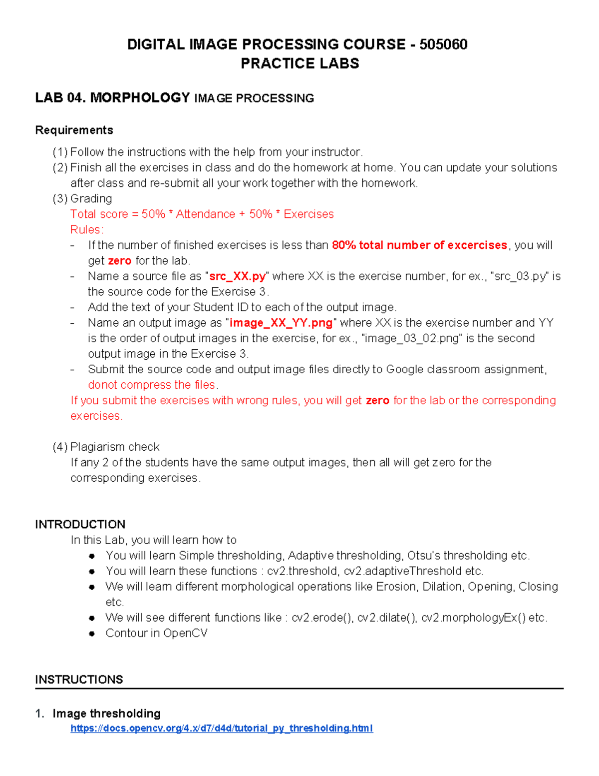 LAB 04 - Digital Image Processing Practice - DIGITAL IMAGE PROCESSING ...