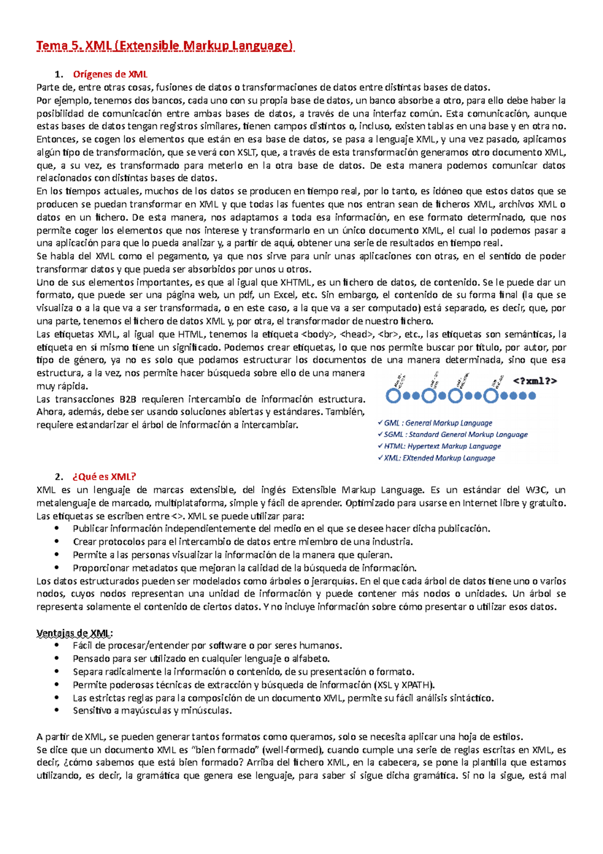 TEMA 5 - Apuntes 5 - Tema 5. XML ( Extensible Markup Language ) 1 ...