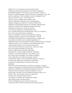Composition I 1-5 - English 101 is a comprehensive course designed to ...