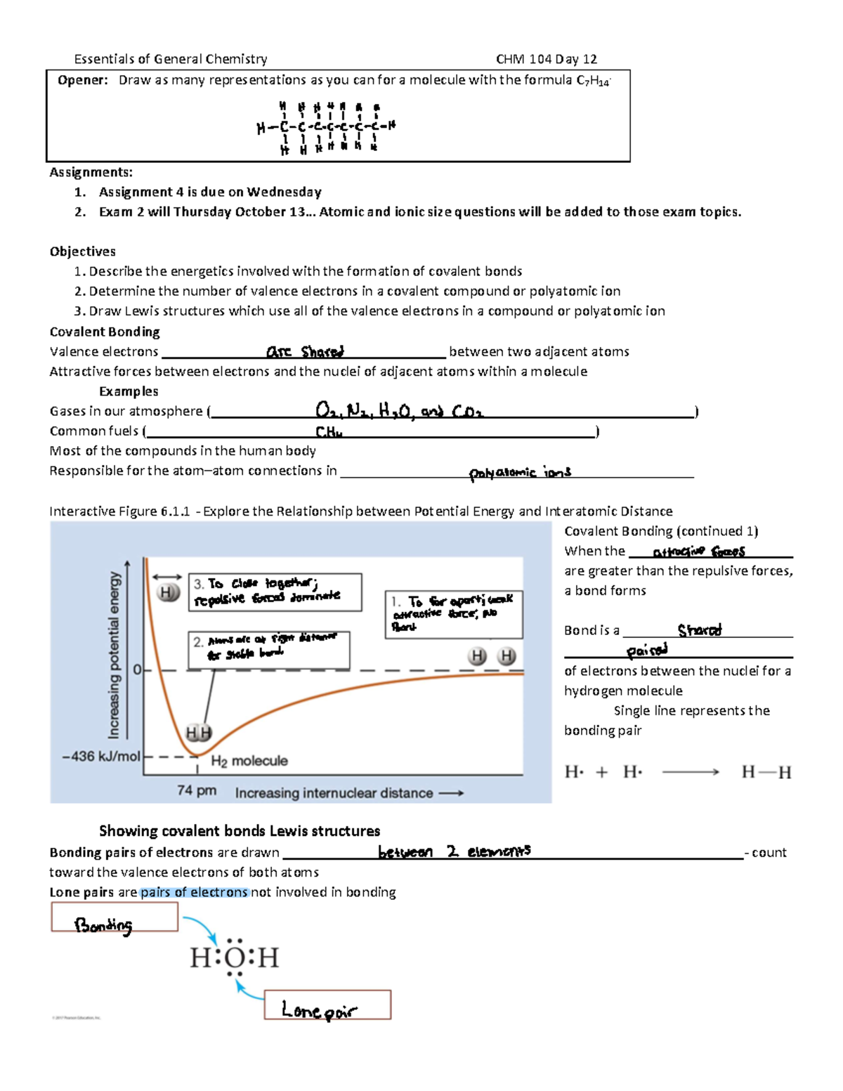 CHM 104 Day 12 - Lecture Notes For Chm 104 Wentzel's Class - Essentials ...